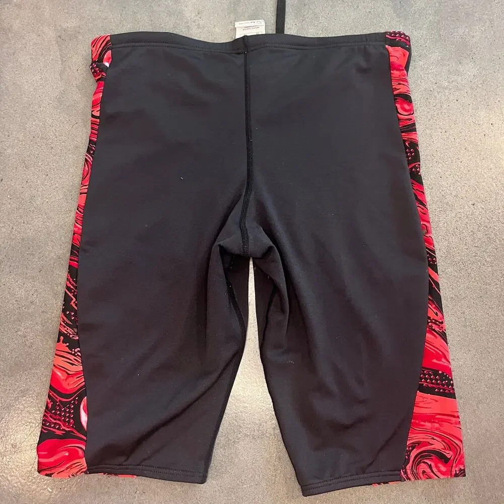 TYR Jammer red black Mens 32 Swimsuit shorts competitive swimwear
